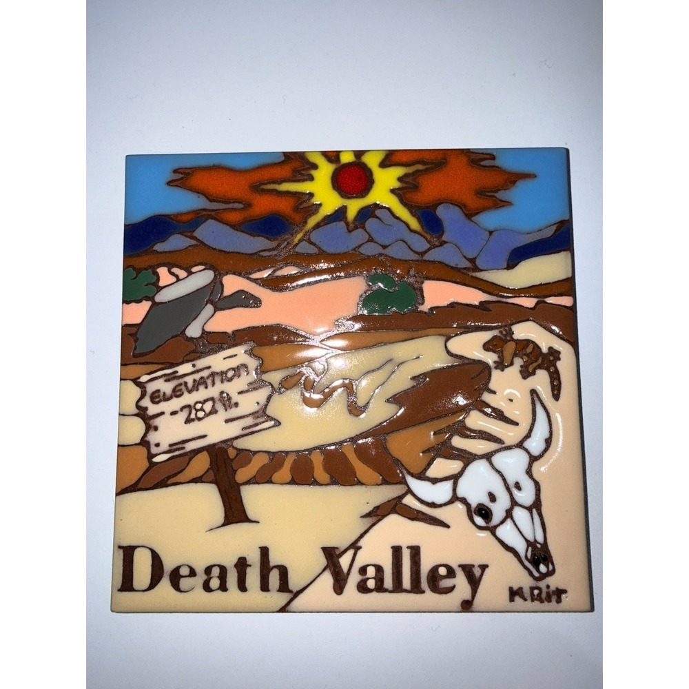 Death Valley AZ Handmade Tile Decor Art Pottery M. Rit‎ Earthtones
